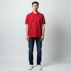 Lacoste Red Polo Shirt‎ Classic Fit Embroidered Crocodile Logo Size 2 (XS/S)